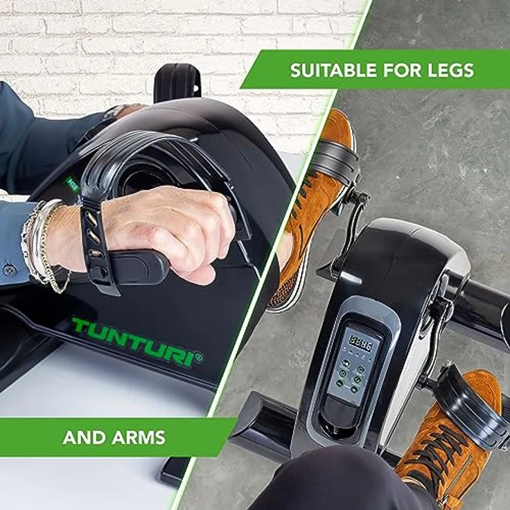 Tunturi Cardio Fit M50 Mini Bike Heimtrainer/Mit Elektromotor/Pedaltrainer/Arm- und Beintrainer/Minifahrrad/Bewegungstrainer für Senioren mit LCD-Bildschirmanzeige - Schwarz – Bild 3