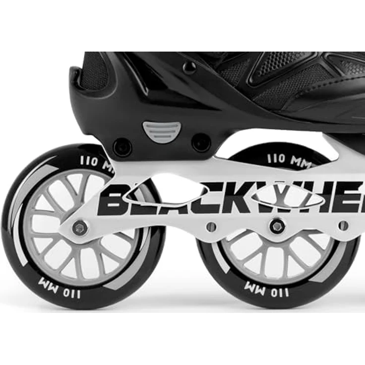 BLACKWHEELS Dynamic Inlineskates, drei-Räder-Anordnung für optimale Geschwindigkeit, 110 mm Räder, größenverstellbar 39-42, Schwarz – Bild 9