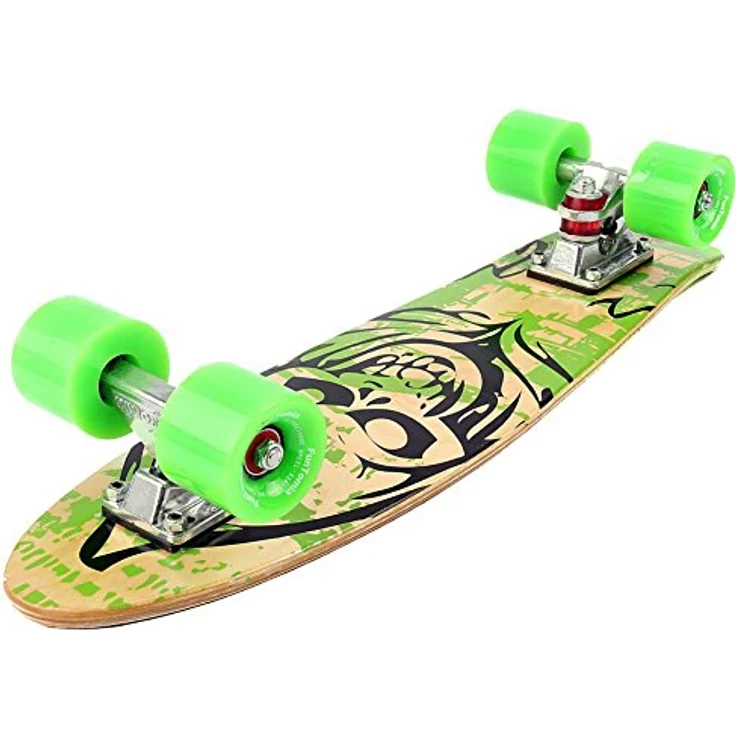 FunTomia Mini-Board Cruiser Skateboard 57cm aus 7-lagigem kanadischem Ahornholz mit ABEC-9 Kugellager, wahlweise mit oder ohne LED Rollen – Bild 2