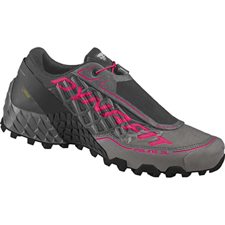 DYNAFIT Feline SL W GTX, wasserdichte Trail Running Schuhe mit POMOCA-Laufsohle, Carbon/Flamingo, Größe 37