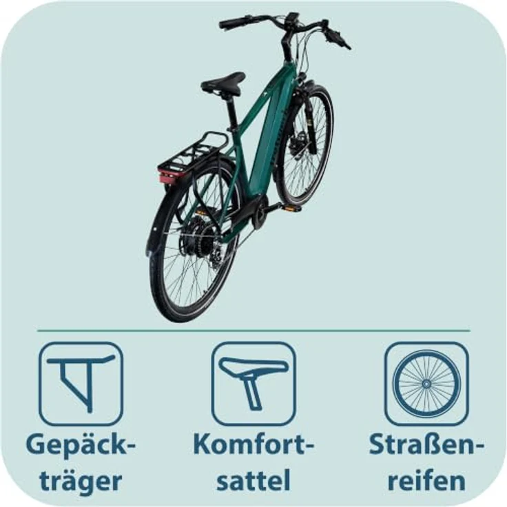 Tretwerk Onyx E Bike, Trekkingrad für Herren mit 28 Zoll Laufrädern, 250 W Motor, 550 Wh Akku, dunkelgrün – Bild 8
