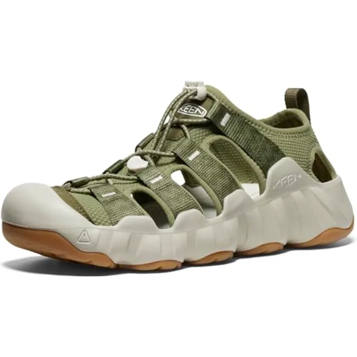 Keen Herren Hyperport H2 Trekkingsandale, Outdoor-Sandale mit Lace-Lock Bungee System und Aquagrip-Gummisohle, martini olive/plaza taupe, Größe 44