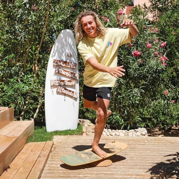 F2 Balance Board Surfer 87x32cm, Set mit Halbkugel und Korkrolle, rutschfest aus 8-lagigem Birkenholz – Bild 4