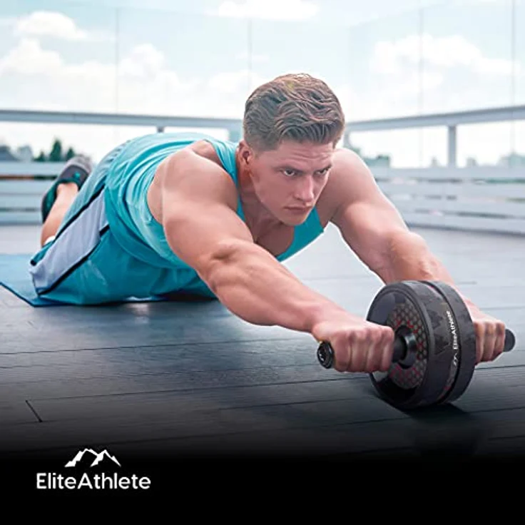 EliteAthlete Bauchroller Bauchmuskeltrainer - AB Roller - Bauchtrainer für Zuhause - Bauch Weg - Abdominal Trainer - AB Wheel inkl. gepolsterter Kniematte – Bild 3