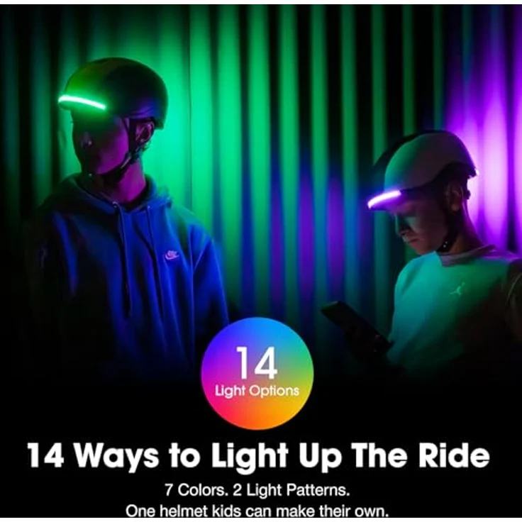 Lumos Nyxel Youth, Fahrradhelm mit integriertem Licht, grün overspray, S – Bild 4