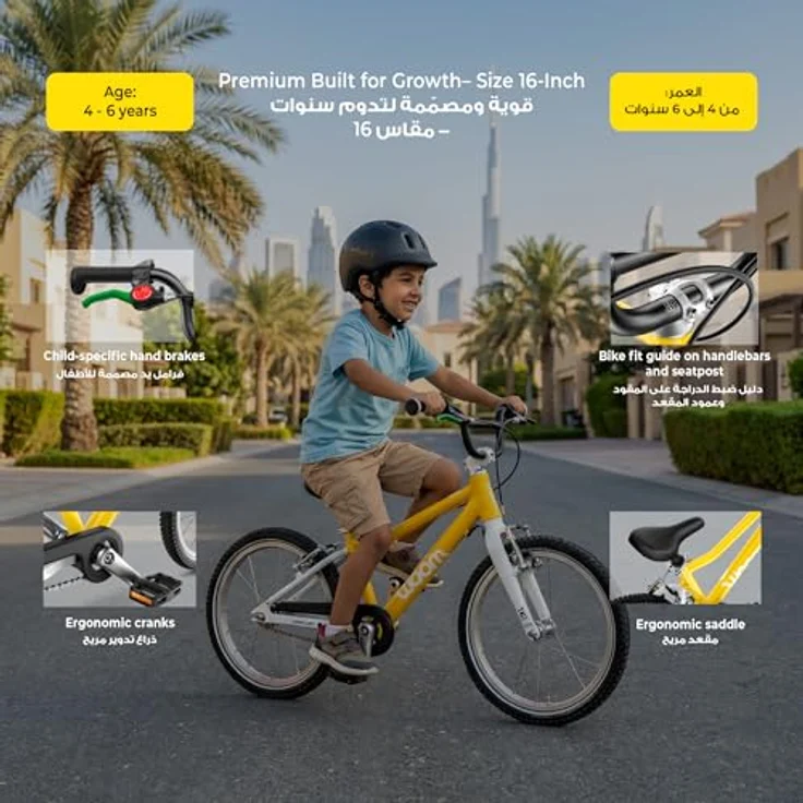 woom Go 3, 16-Zoll Kindervelo für Kinder (4-6 Jahre), ultraleicht mit grüner Hinterradbremse und ergonomischem Sattel – Bild 3