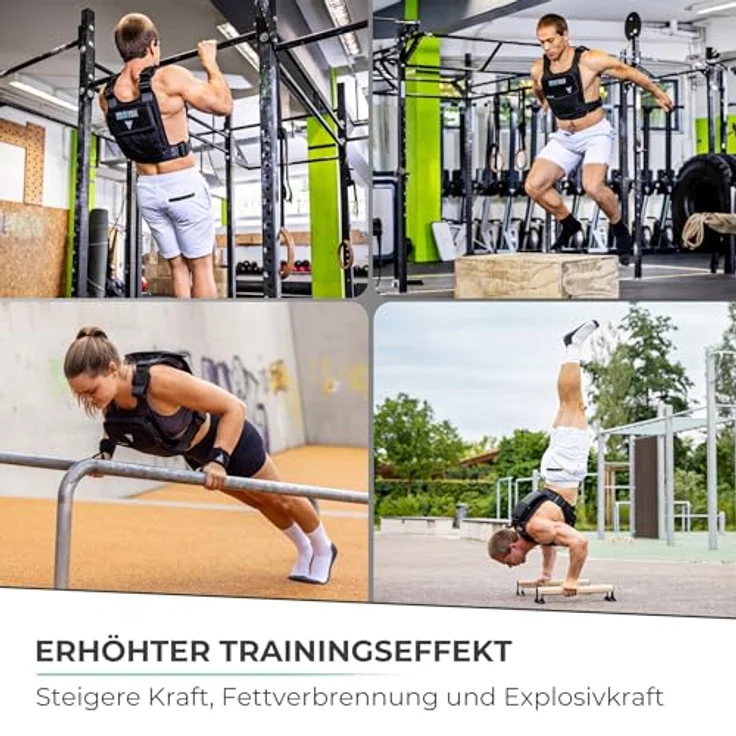 Pullup & Dip Gewichtsweste, Verstellbar von 1 bis 15 kg für Calisthenics, Crossfit und HIIT, Schwarz – Bild 5