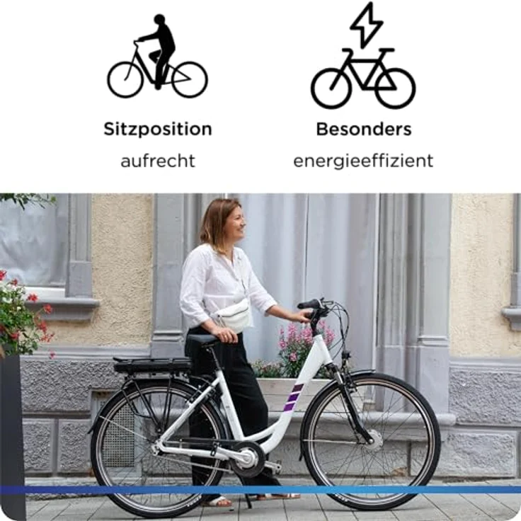 Zündapp Z502 City E-Bike, 28 Zoll, 7-Gang, 522 Wh, Vorderradmotor, weiß/lila – Bild 7