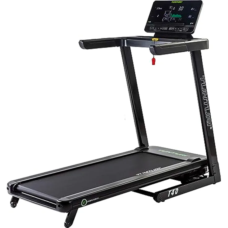 Tunturi Laufband T40 mit Bluetooth, Hometrainer mit App, Fahrrad für Zuhause mit 44 Programmen, 12 Steigungen,