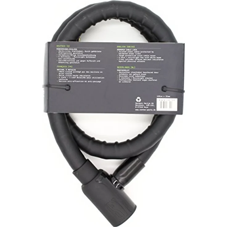 CONTEC Powerloc Fahrradschloss, 120 cm lang, Ø 25 mm, schwarz, Sicherheitsstufe 8, hochflexibles Stahlkabel mit Vinylbeschichtung – Bild 2
