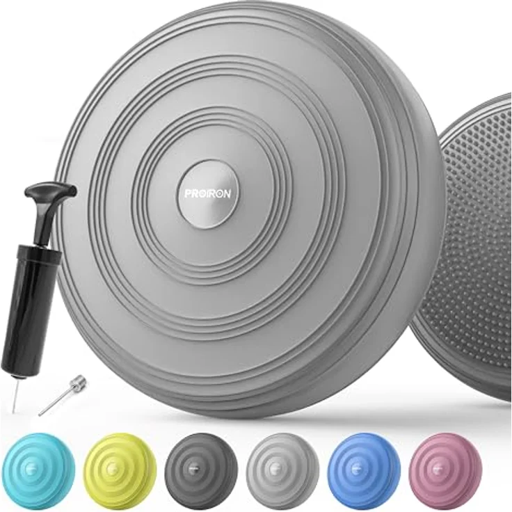 PROIRON Ballsitzkissen, Balance Pad 34cm, Noppenkissen für aufrechte Körperhaltung, Fitness, Gleichgewichts- und Krafttraining inkl. Pumpe (Grau) – Bild 1