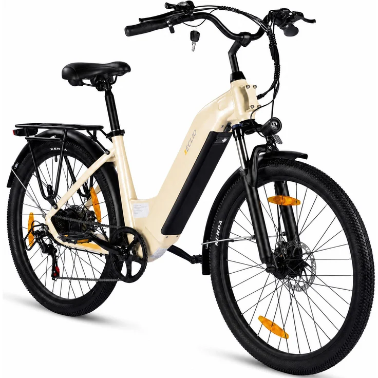 VANKEL Eclio Otium 3 City-E-Bike, 26 Zoll, 250W Heckmotor, 36V 18.2Ah Akku mit 120 km Reichweite, Shimano 7-Gang-Schaltung, blau