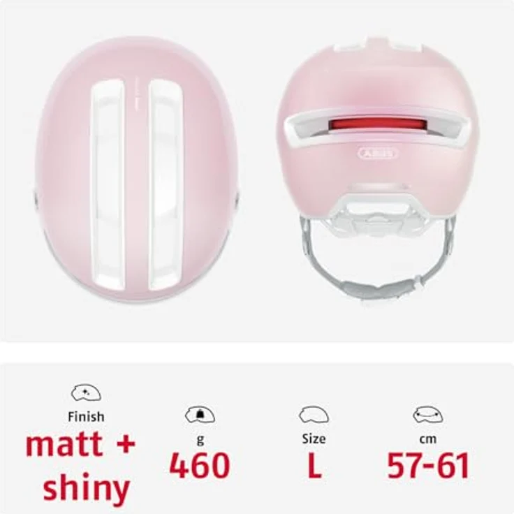 ABUS Stadthelm HUD-Y ACE, stylischer Fahrradhelm mit Visier und aufladbarem LED-Rücklicht, Schwarz, Größe M – Bild 3