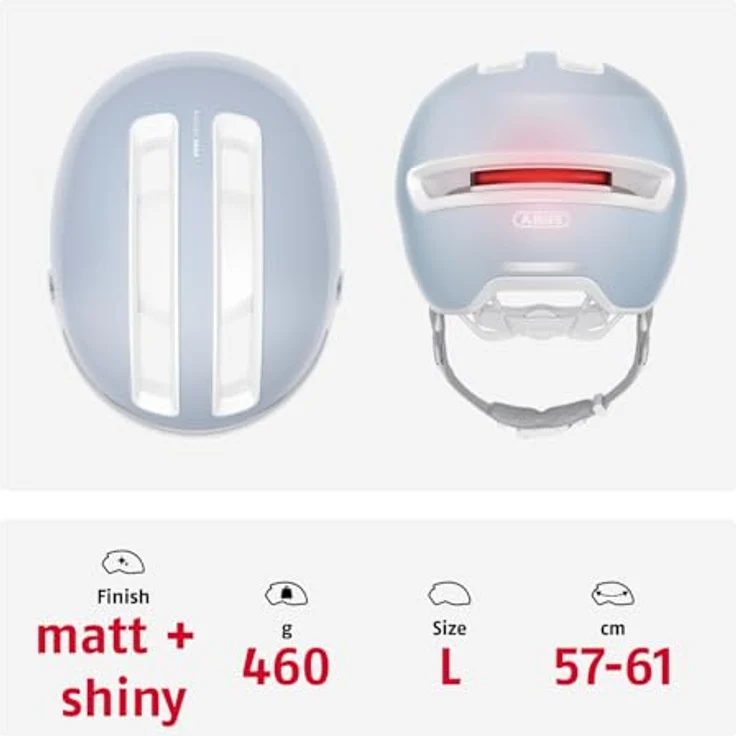ABUS Stadthelm HUD-Y ACE, stylischer Fahrradhelm mit Visier und magnetischem, aufladbarem LED-Rücklicht, schwarz, Größe M – Bild 3