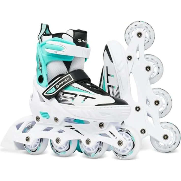 RAVEN Profession Inlineskates, verstellbare 2in1 Inliner für Kinder und Erwachsene, White/Mint, Größe 31-35 (20,5cm-22,5cm) – Bild 4