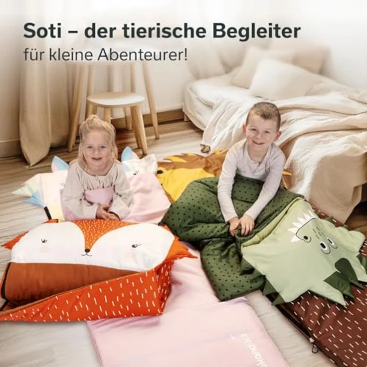 SKANDIKA Kinderschlafsack Soti, Camping Schlafsack für Kinder bis 150 cm, buntes Einhorn-Design, Baumwolle, maschinenwaschbar, Komfort-Temperatur 13 °C bis 3 °C – Bild 8