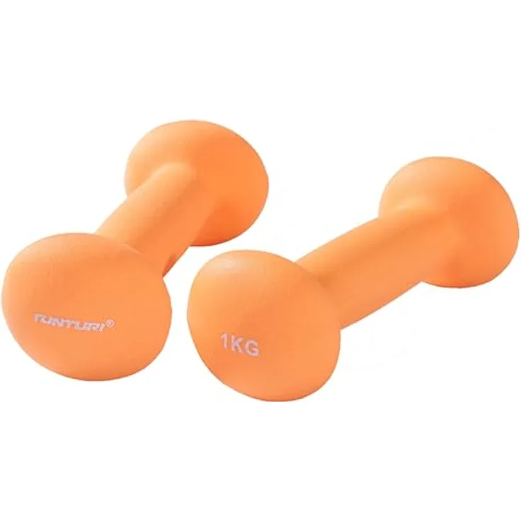 Tunturi 2er Set Kurzhantelset, Fitnessset, 1 kg, Bunte Kurzhanteln mit Neopren