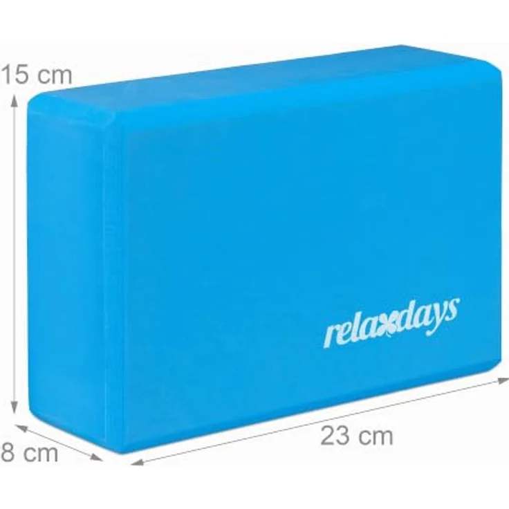 relaxdays Yogablock 2er Set, rutschfest und gelenkschonend, blau – Bild 4