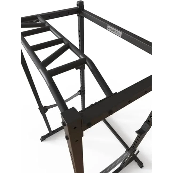 Atletica R5-Base Power Rack | Squat Rack Basiskäfig für Grundübungen | Multi-Grip Klimmzugstange, Safety Straps, J-Hooks & Gewichts-Pins | 213 cm Höhe, Kraftstationen – Bild 2