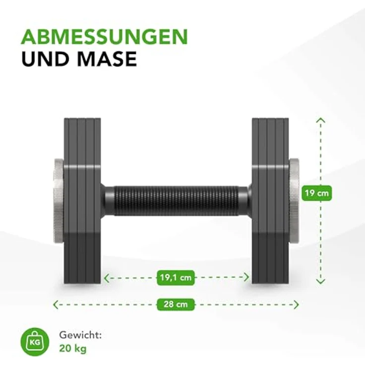 Tunturi Rapid Verstellbare Hantel, Einzelsatz 20 kg, verstellbar von 4 bis 20 kg, 9 Hanteln in einem, inkl. Trainings-App – Bild 5