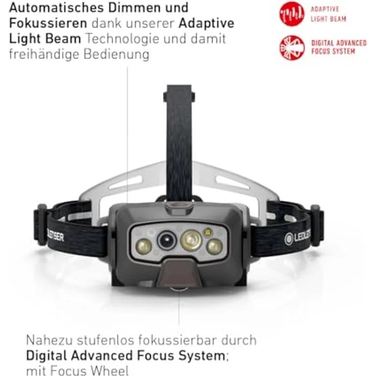 Ledlenser HF8R Signature, wiederaufladbare Stirnlampe mit 2000 Lumen, wasserdicht, Rotlicht, Digital Advanced Focus System, adaptive Lichtverteilung – Bild 2