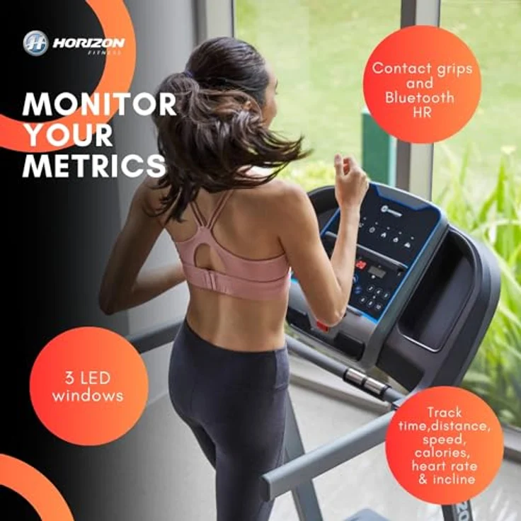 Horizon Fitness eTR5.0 Laufband mit starkem 2 PS Motor, Bluetooth-fähige Lautsprecher, gelenkschonend, FeatherLight Folding, schwarz – Bild 3