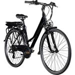 ZÜNDAPP Z802 E Bike Trekking 155-185 cm, 21 Gänge, bis 115 km, 28 Zoll Elektrofahrrad mit Beleuchtung und LED Display, Ebike Trekkingrad (schwarz/grau, 48 cm)