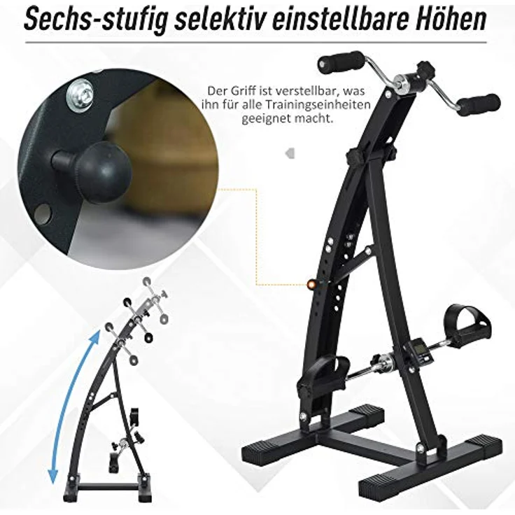 HOMCOM Heimtrainer Bewegungstrainer Pedaltrainer für Senioren Stahl Schwarz 40 x 42,5 x 100cm – Bild 4
