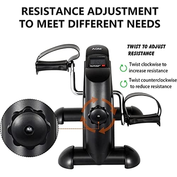 AGM Pedaltrainer Mini Heimtrainer – Fitnessbike Mit LCD, Arm- & Beintrainer, Klappbar, Bis 110 Kg