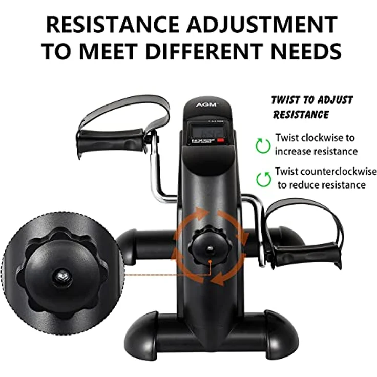 AGM Mini Fitnessbike für zuhause, Arm und Beintrainer Heimtrainer, Sportgerät Mini Bike, Hometrainer Mini Fahrrad Bewegungstrainer Fitnessgerät für Zuhause Büro - Schwarz – Bild 5