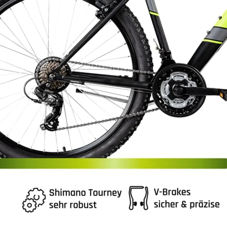 Galano GA270 Mountainbike, 27,5 Zoll Hardtail mit 21 Gängen, schwarz/grün – Bild 5