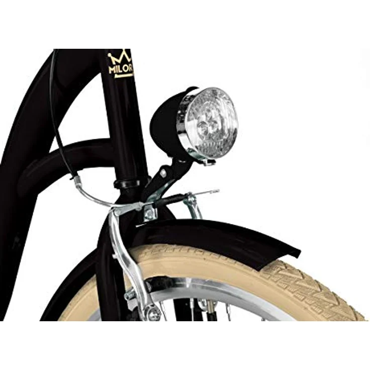 MILORD 28 Zoll 1-Gang Komfort Fahrrad, schwarz und Creme, mit Korb und Rückenträger, Hollandrad, Damenfahrrad, Citybike, Cityrad, Retro, Vintage – Bild 2