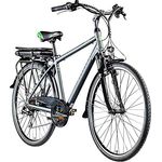 ZÜNDAPP E Bike Z802 Elektrofahrrad 28 Zoll Trekkingrad Pedelec, 21 Gänge, 374 Wh Akku, grau/grün, 48 cm