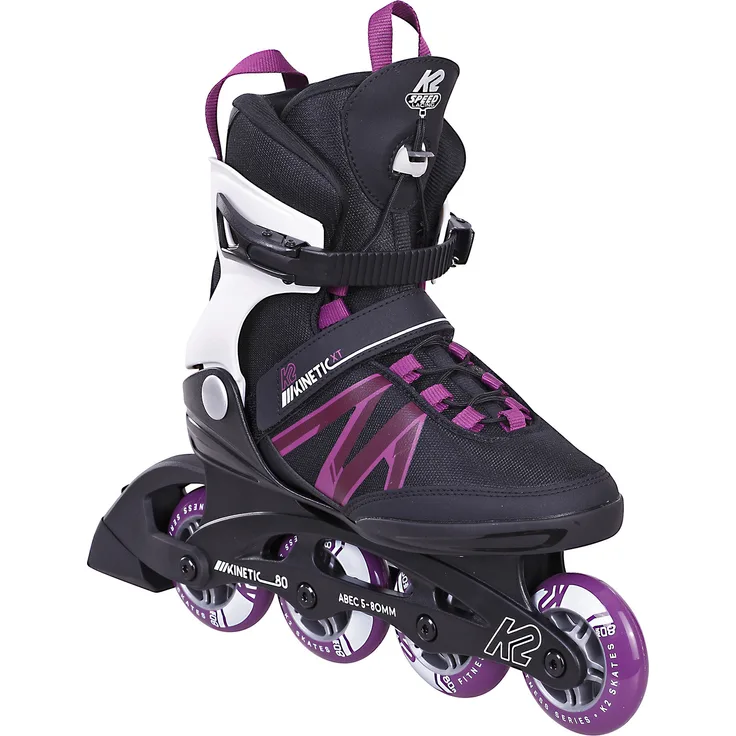 K2 Skates KINETIC 80 PRO XT W Inline Skates Damen, schwarz-weiß-lila, EU Größe 37, mit Stability Plus Cuff und F.B.I.-Schiene