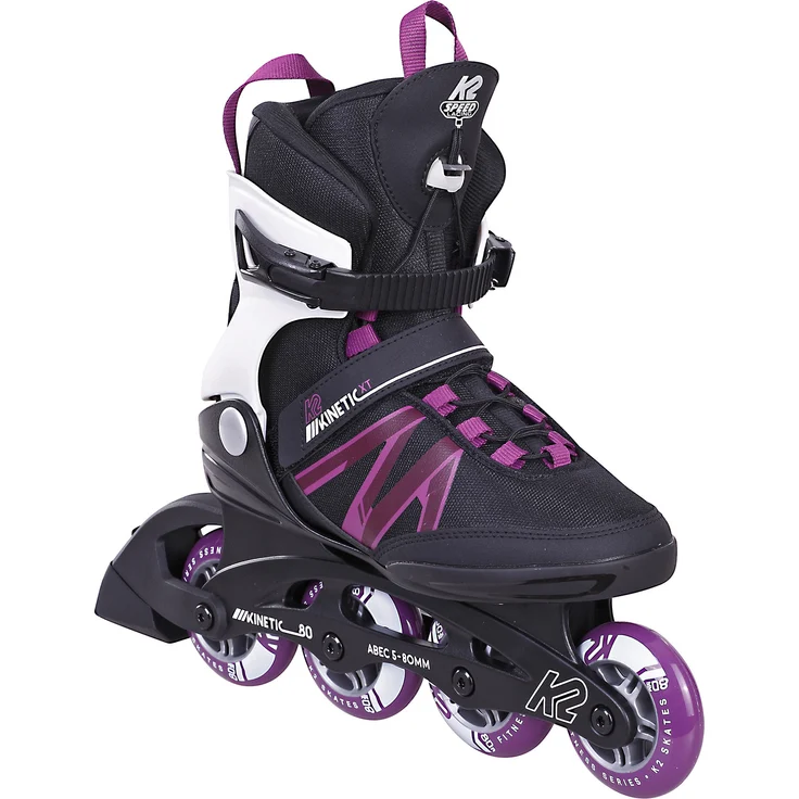 K2 Skates KINETIC 80 PRO XT W Inline Skates Damen, schwarz-weiß-lila, EU Größe 37, mit Stability Plus Cuff und F.B.I.-Schiene