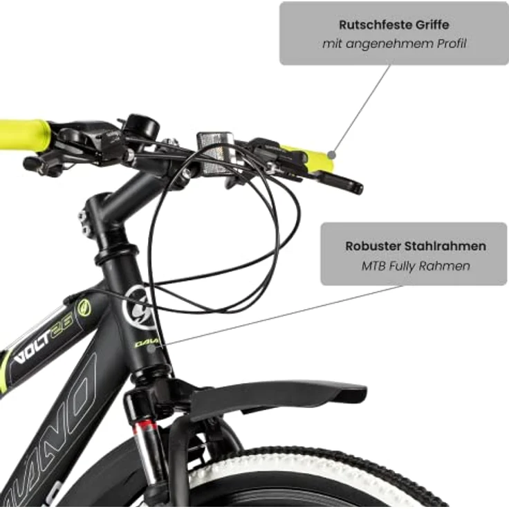 Galano Volt DS Mountainbike Fully, 26 Zoll, 21 Gang, für Jugendliche ab 160 cm, Farben: weiß/grün, schwarz/grün, schwarz/rot – Bild 5