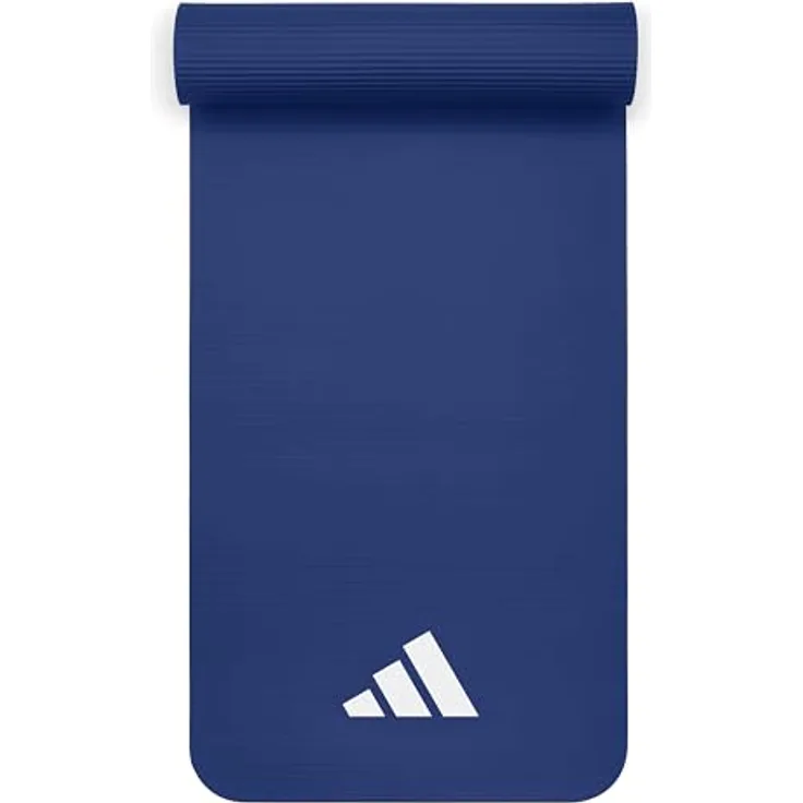 adidas Yogamatte 10 mm, gepolsterte Fitnessmatte mit geriffelter Unterseite für optimale Stabilität, blau