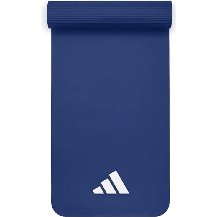 adidas Yogamatte 10 mm, gepolsterte Fitnessmatte mit geriffelter Unterseite für optimale Stabilität, blau – Bild 1