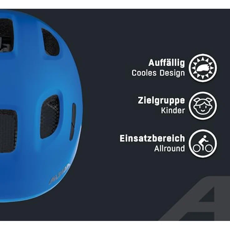 ALPINA Ximo 2 L.E. Kinderfahrradhelm, leichter & bruchfester Helm mit LED-Lichtoption, Blue matt, Größe 45-49 – Bild 3