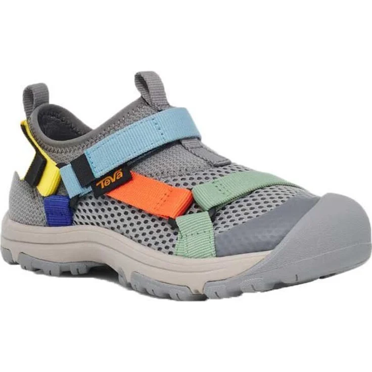 Teva Outflow Universal Sandalen Grau EU 32, Kinder-Sandalen mit wasserabweisendem Mesh, antimikrobieller Gummisohle und einstellbarem Klettverschluss