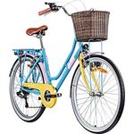 Galano 26 Zoll Cityrad Belgravia 6 Gang Damenfahrrad Mädchenrad Citybike mit Korb (hellblau/gelb, 46 cm) - Preisvergleich