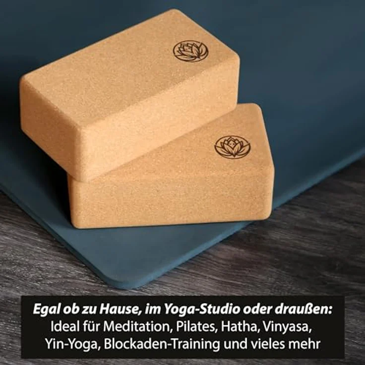 VonBueren Yoga Block aus Kork, 22 x 12 x 7,5 cm, rutschfest und elastisch, leicht und handlich, Yogazubehör für Damen und Herren – Bild 4