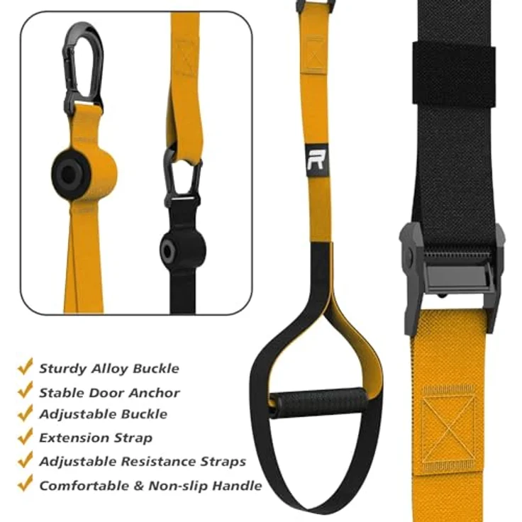 RHINOSPORT Schlingentrainer Sling Trainer Set mit Türanker Einstellbar Fitness Zuhause Suspension - geeignet für unterwegs und für das Training im Innen- und Außenbereich - Preisvergleich – Bild 2