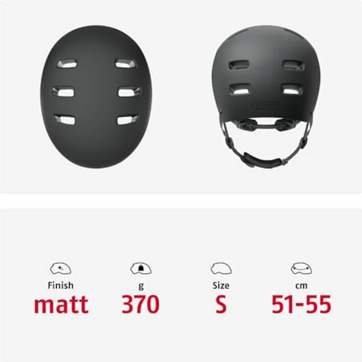 ABUS XOXO Fahrradhelm, Cityhelm im Skater-Look mit optimiertem Kinnpolster für Skateboard, Fahrrad, Scooter - Größe S, Schwarz – Bild 5