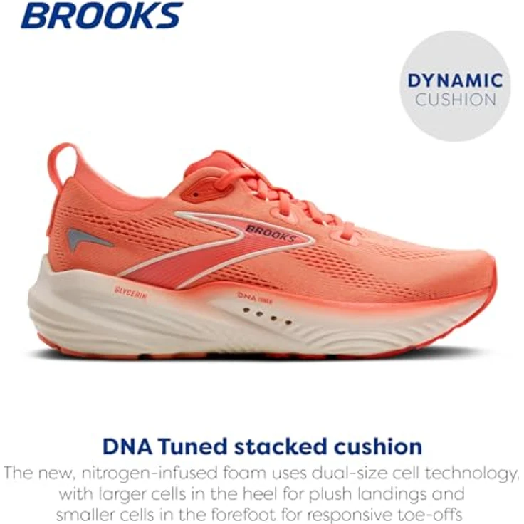 Brooks GLYCERIN 22 Lady, Laufschuhe mit DNA Tuned Dämpfung, Farbe: Desert Flower/Hot Coral/Milk, Größe: US 7 - EU 38 - CM 24 - UK 5 – Bild 2