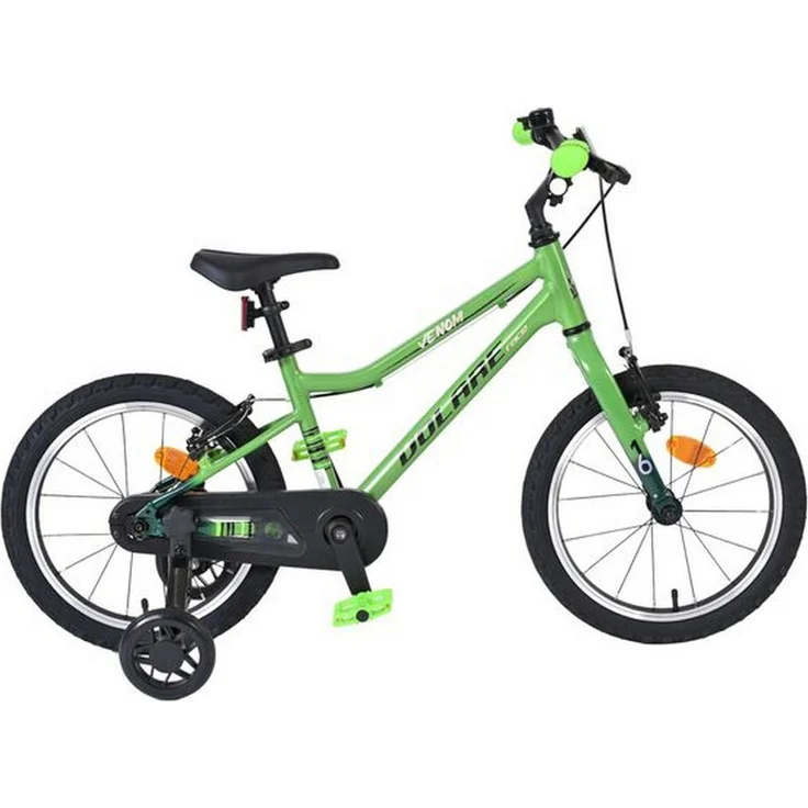 Volare Venom Kinderfahrrad Jungen 16 Zoll Grün, Aluminiumrahmen, zwei Handbremsen, verstellbarer Lenker und Sattel, Ständer