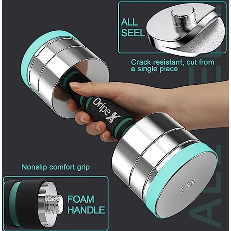 Dripex Hanteln Set Einstellbare Hanteln 2x7.5kg, Kurzhanteln aus Stahl enthalten. 2,5kg 5kg 7,5kg 10kg 15kg 25kg 30kg 50kg Fitness Hanteln 15 KG mit Schaumstoff Griff für Zuhause – Bild 3