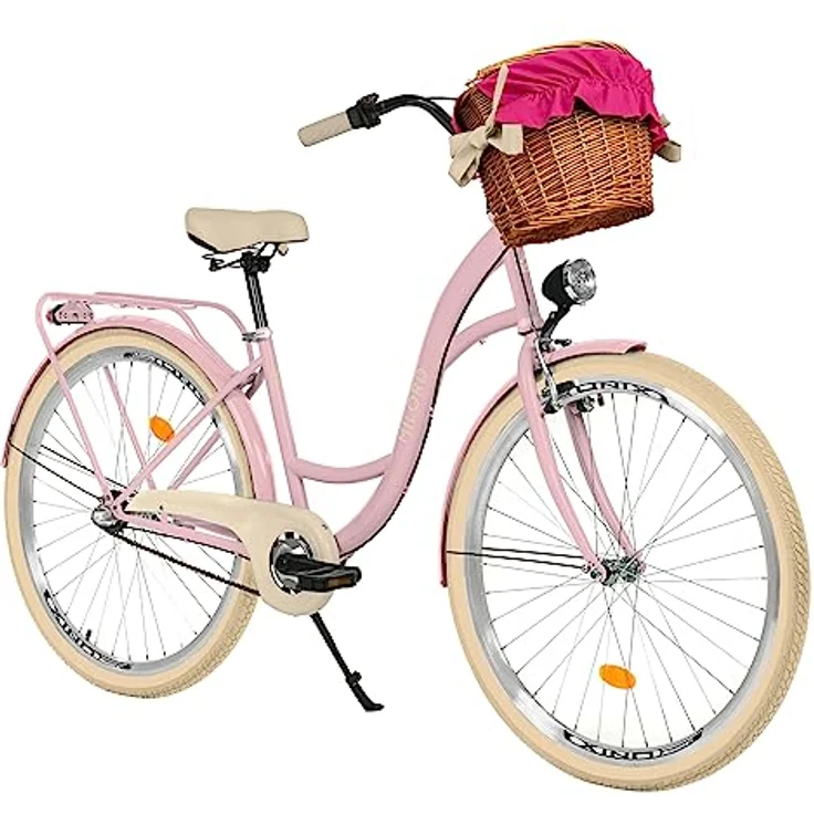 Milordbikes City-Fahrrad, Pink und Creme, 46 cm, leichtgewichtige Aluminiumfelgen und koordinierter hinterer Träger – Bild 1