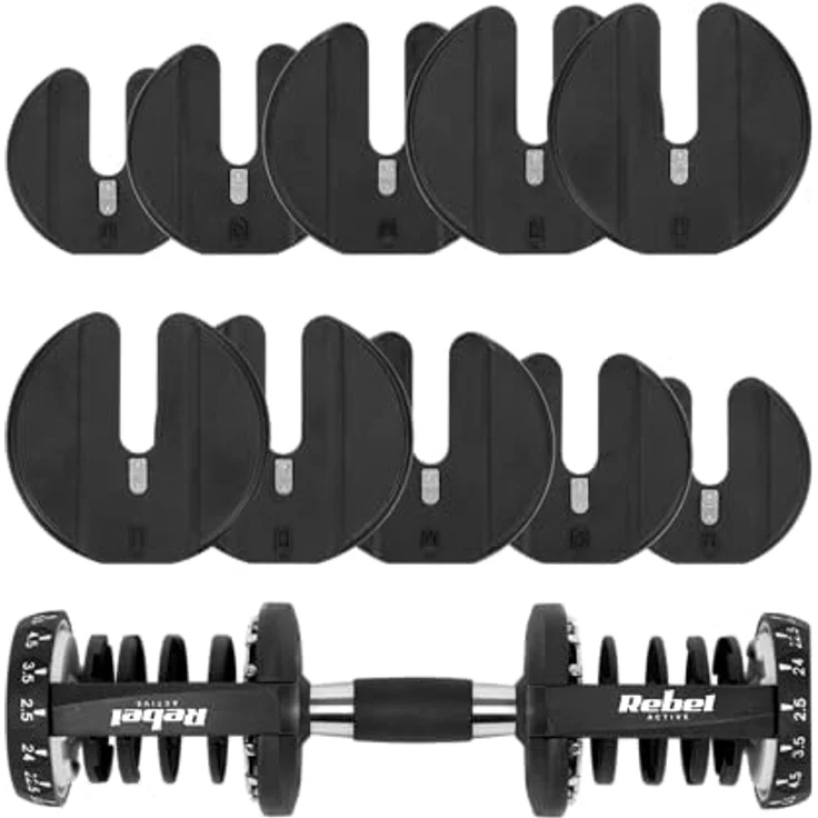 Rebel Verstellbare Hantel aus Gusseisen 24 kg, RBA-2303, vielseitig für Krafttraining zu Hause geeignet – Bild 5