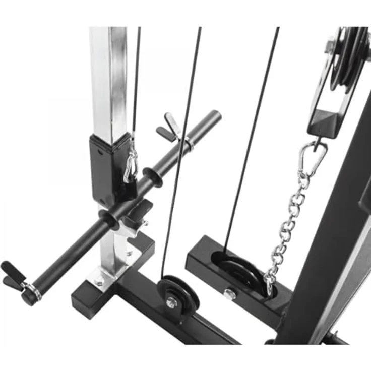 GORILLA SPORTS® Kraftstation - Verstellbar, mit Hantelbank, Latzug, Butterfly, Beincurl, Curlpult, aus Stahl, Schwarz - Multifunktionale Fitnessstation für Zuhause – Bild 5